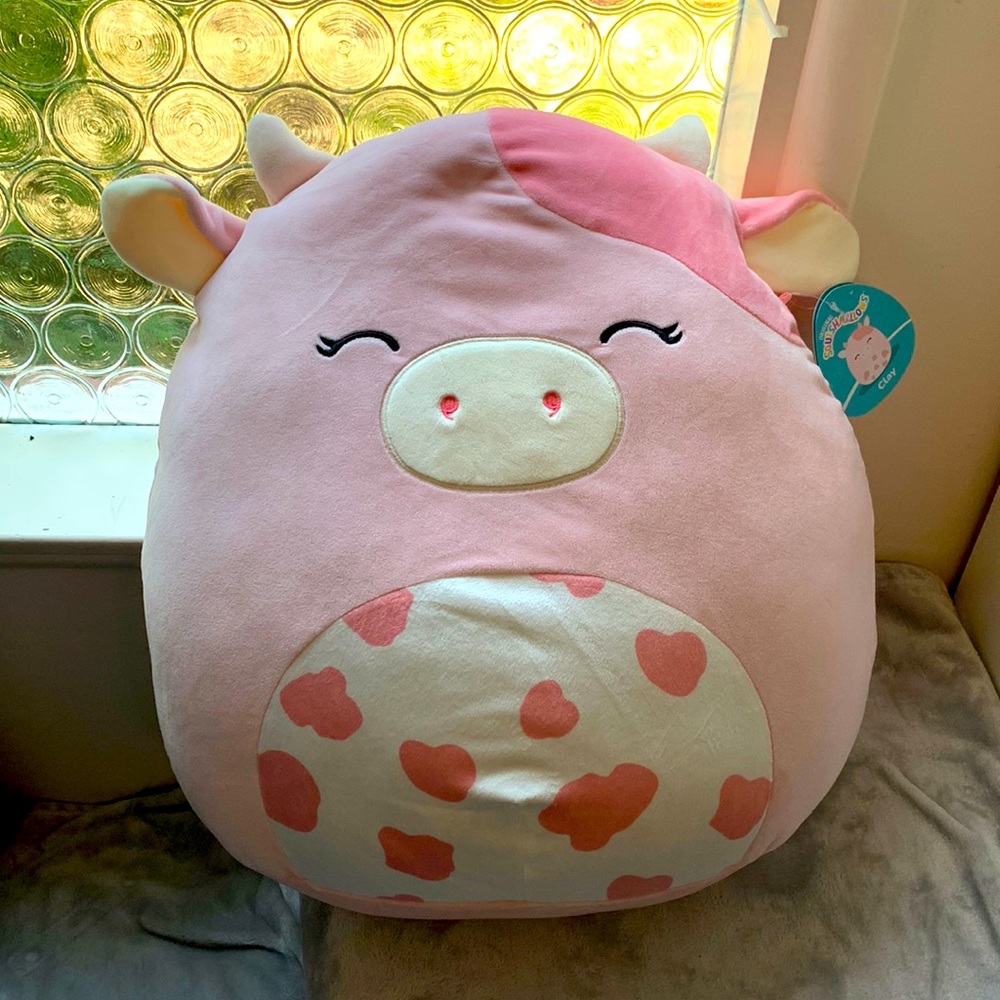 NWT 16 inch pink cow squishmallow named Clay